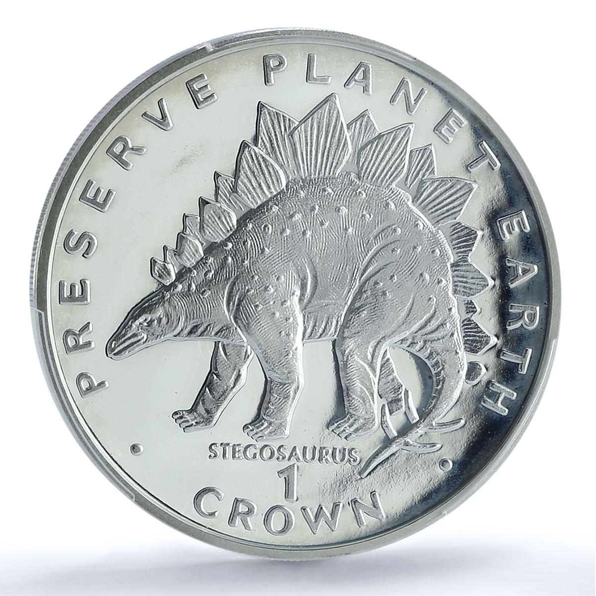 Gibraltar 1 crown Stegosaurus Preserve Dinosaurs PR 66 PCGS silver coin 1993
