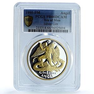 Isle of Man 1 oz Angel Archangel Michael Gilt KM-522 PR 66 PCGS silver coin 1995