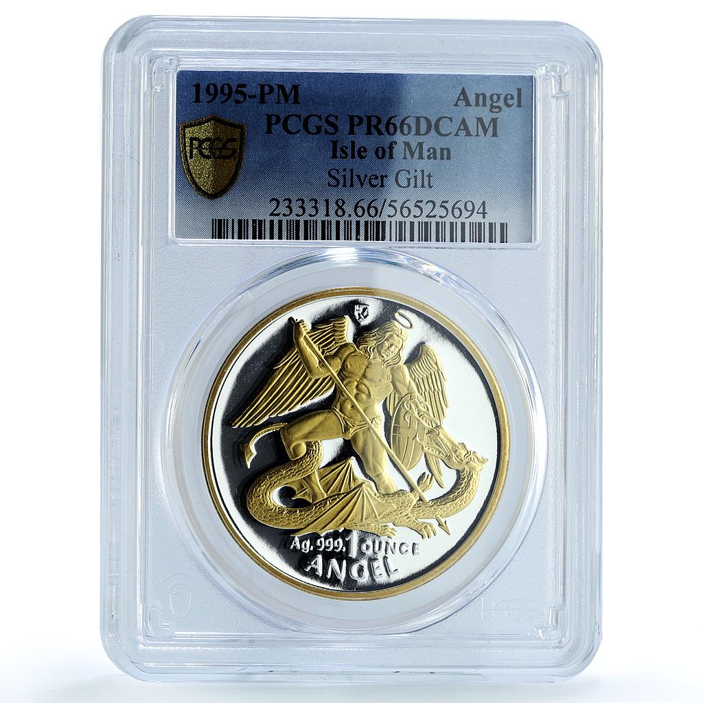 Isle of Man 1 oz Angel Archangel Michael Gilt KM-522 PR 66 PCGS silver coin 1995