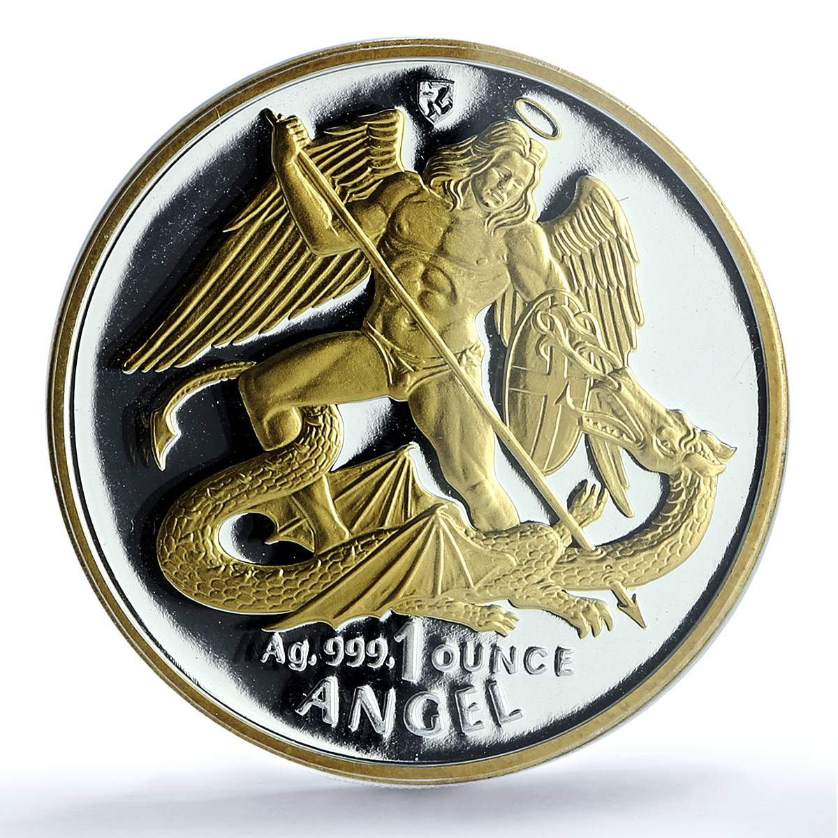 Isle of Man 1 oz Angel Archangel Michael Gilt KM-522 PR 66 PCGS silver coin 1995
