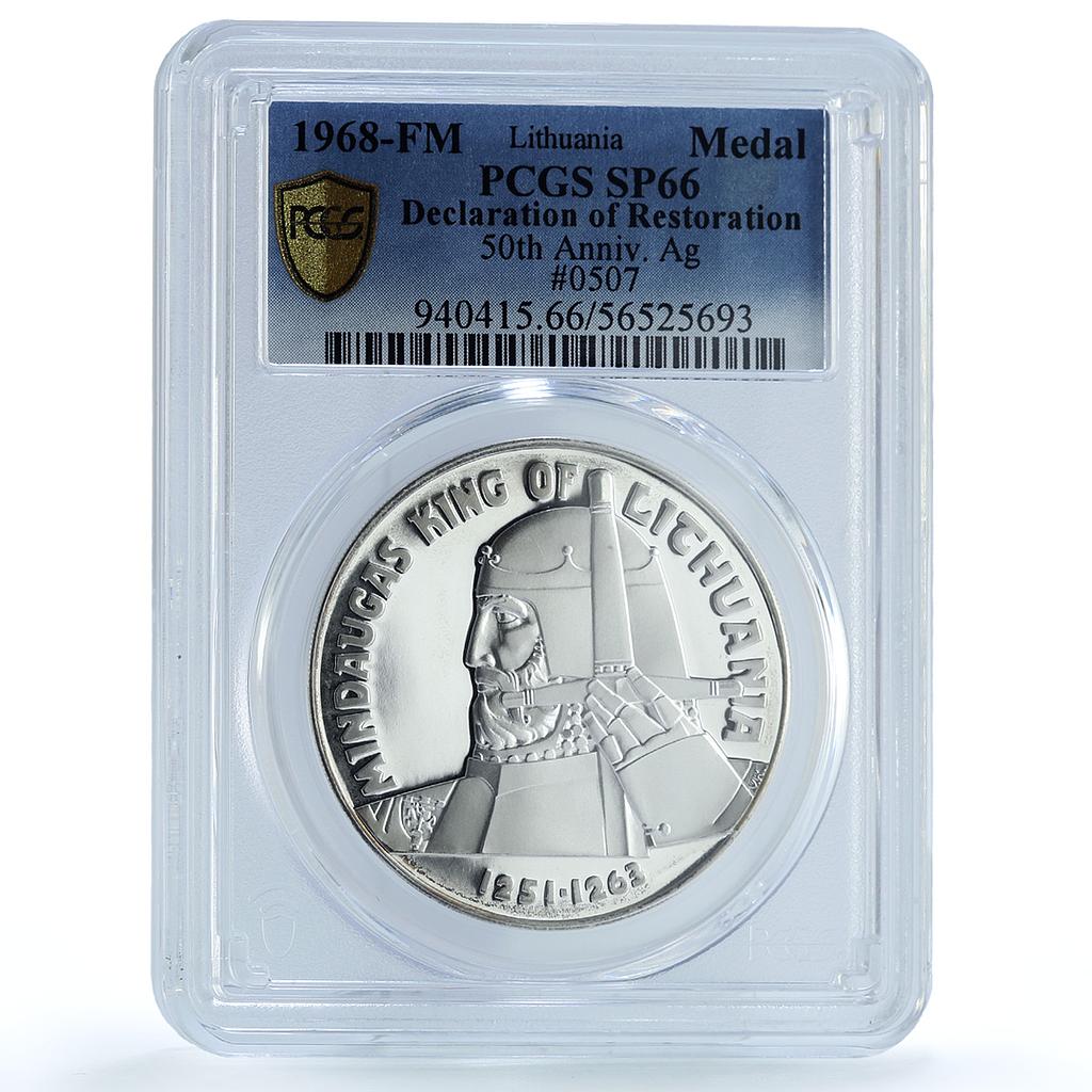 Lithuania Declaration of Restoration Mindaugas SP 66 PCGS silver medal 1968 Lithuania Declaration of Restoration Mindaugas SP 66 PCGS silver medal 1968