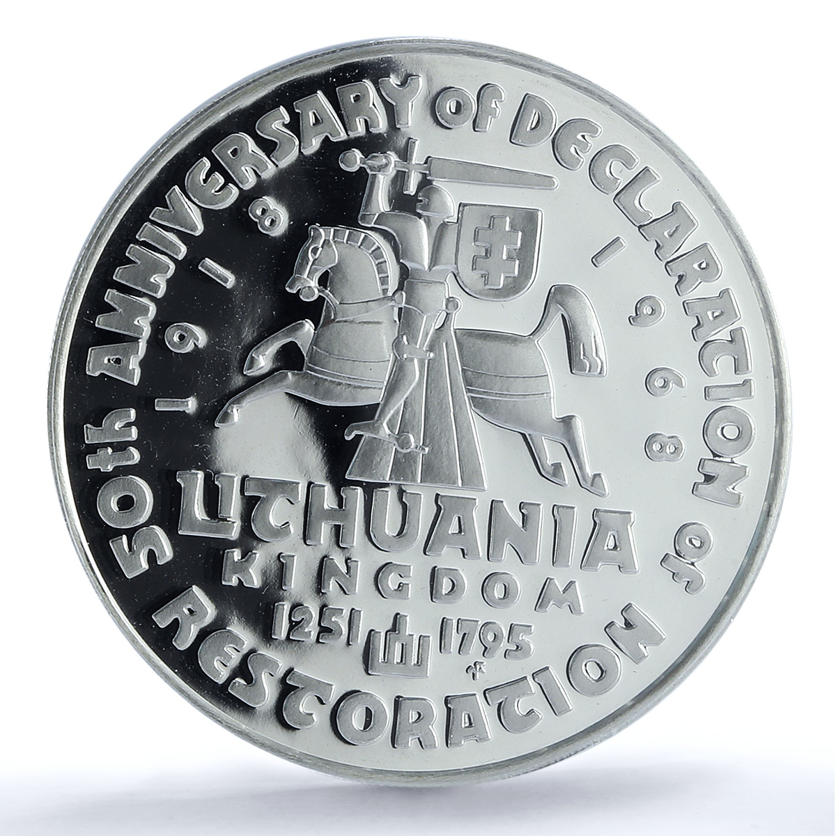 Lithuania Declaration of Restoration Mindaugas SP 66 PCGS silver medal 1968 Lithuania Declaration of Restoration Mindaugas SP 66 PCGS silver medal 1968