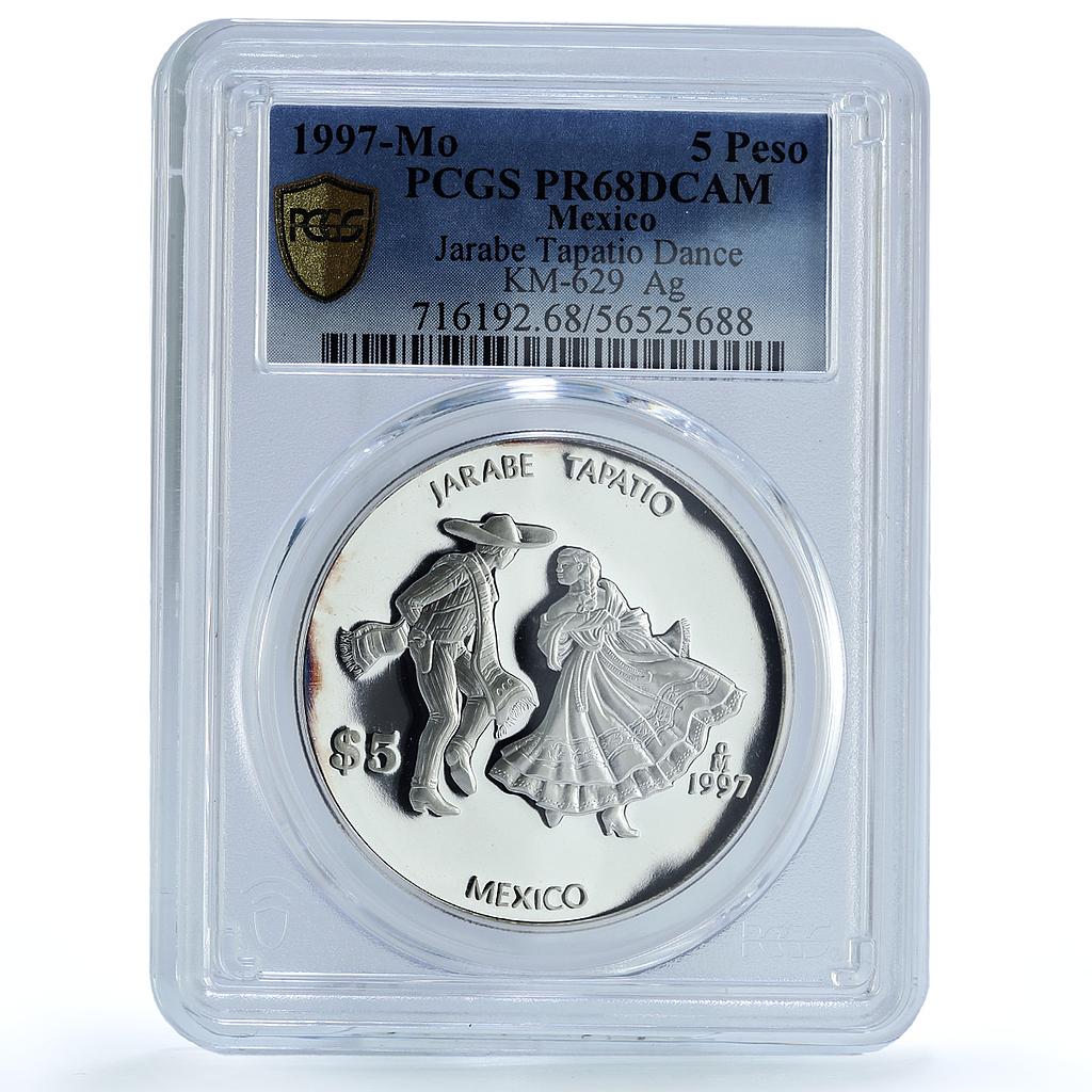 Mexico 5 pesos Jarabe Tapatio Ibero-American Dances PR 68 PCGS silver coin 1997