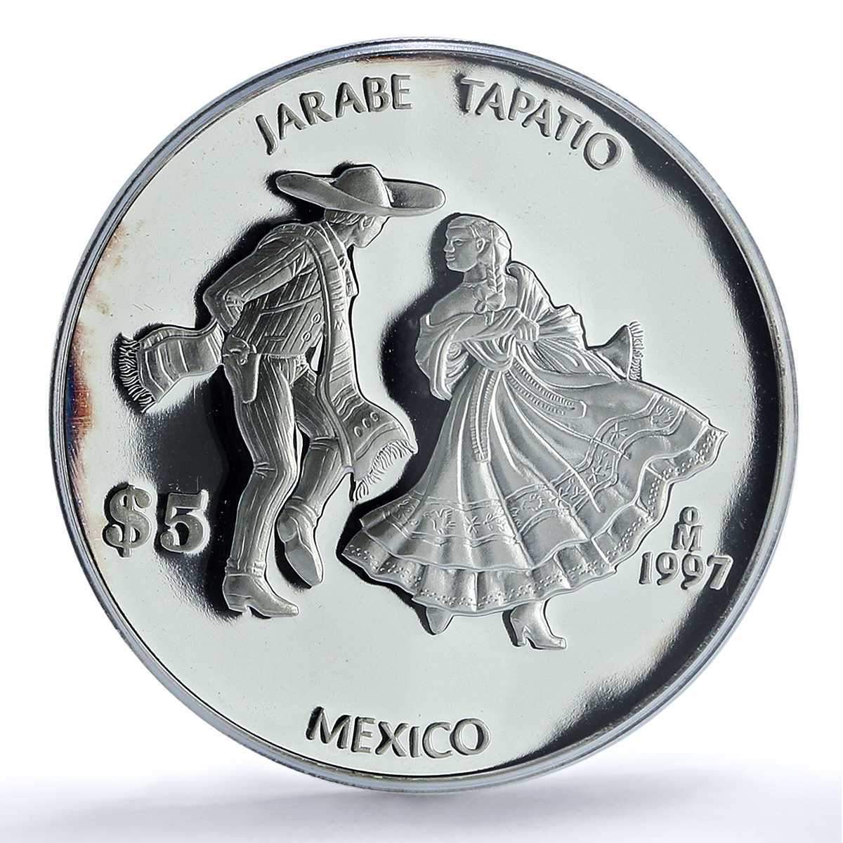 Mexico 5 pesos Jarabe Tapatio Ibero-American Dances PR 68 PCGS silver coin 1997