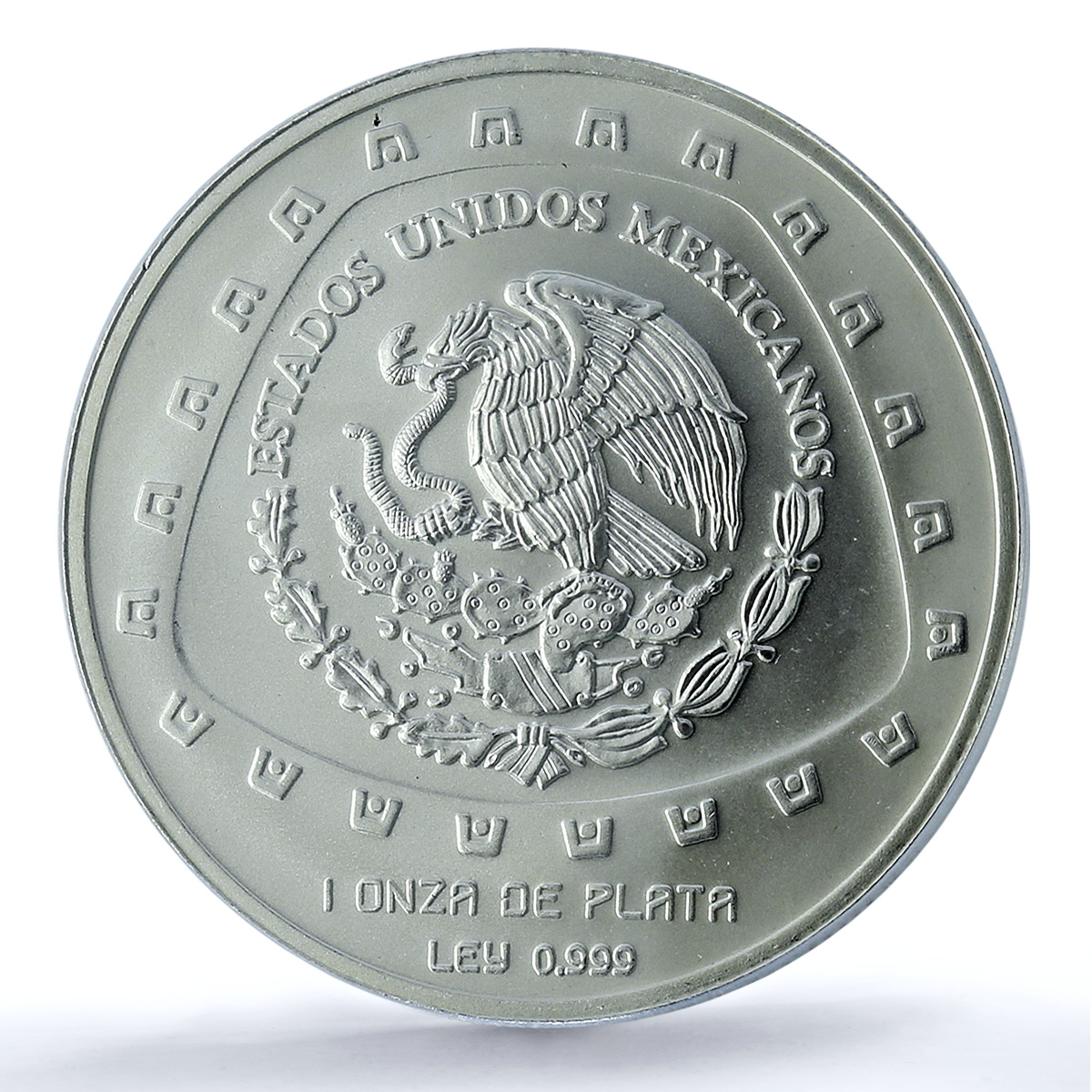 Mexico 5 pesos Serpiente Craneo KM-666 Precolombina MS 68 PCGS silver coin 1998