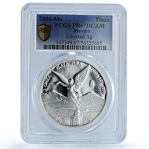 Mexico 1 onza Libertad Angel of Independence KM-639 PR 67 PCGS silver coin 2004