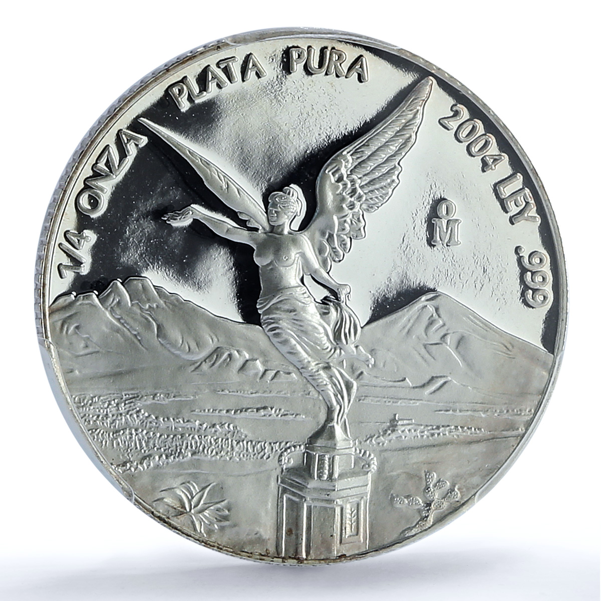 Mexico 1/4 onza Libertad Angel of Independence KM-611 PR68 PCGS silver coin 2004