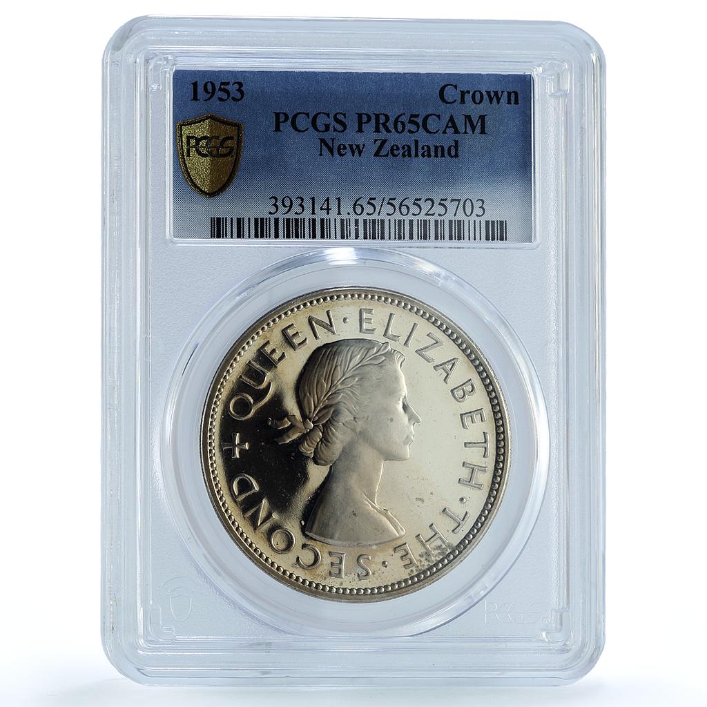 New Zealand 1 crown Elizabeth II Coronation KM-30 PR 65 PCGS CuNi coin 1953