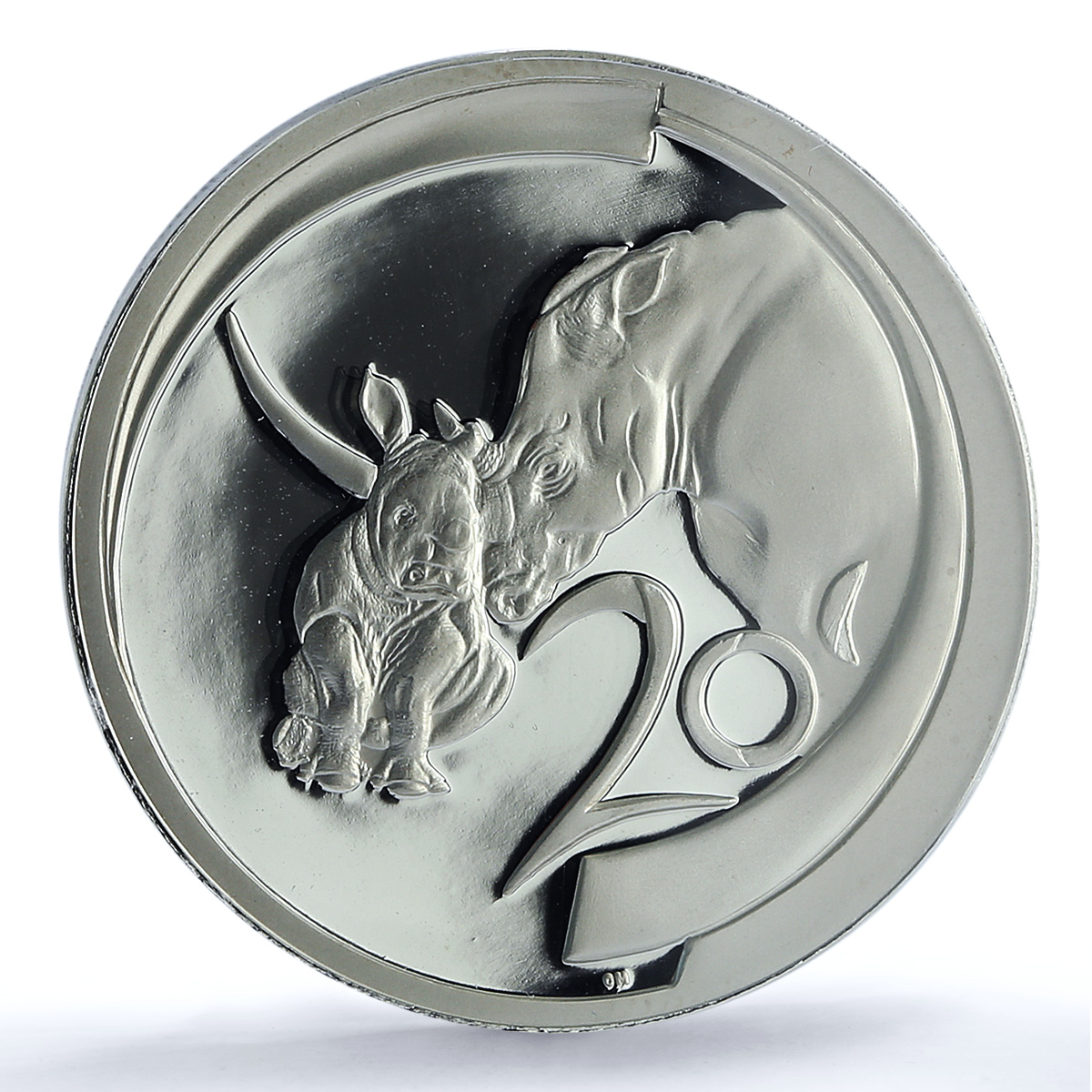 South Africa 20 cents White Rhinoceros KM-357 Fauna PR 70 PCGS silver coin 2003 South Africa 20 cents White Rhinoceros KM-357 Fauna PR 70 PCGS silver coin 2003