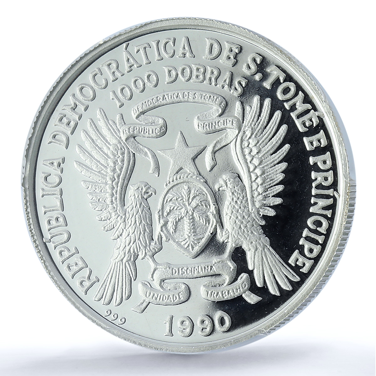 Sao Tome 1000 dobras Independence KM-49 Anniversary PR 67 PCGS silver coin 1990