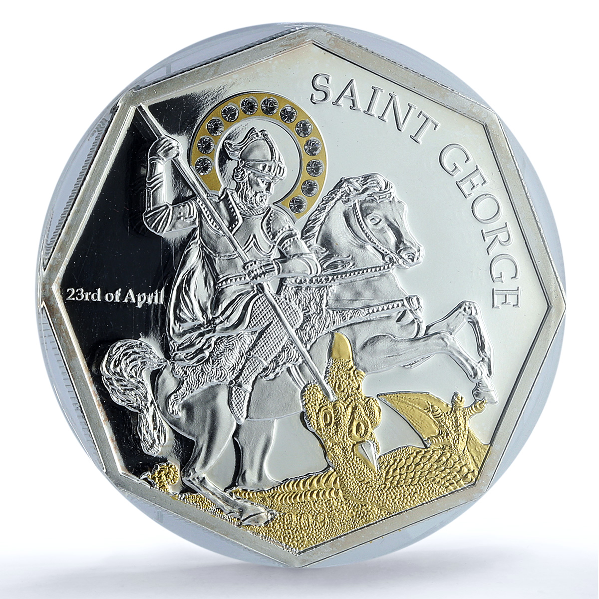 Cook Islands 5 dollars Saint George Dragon Gilt PR 69 PCGS silver coin 2009