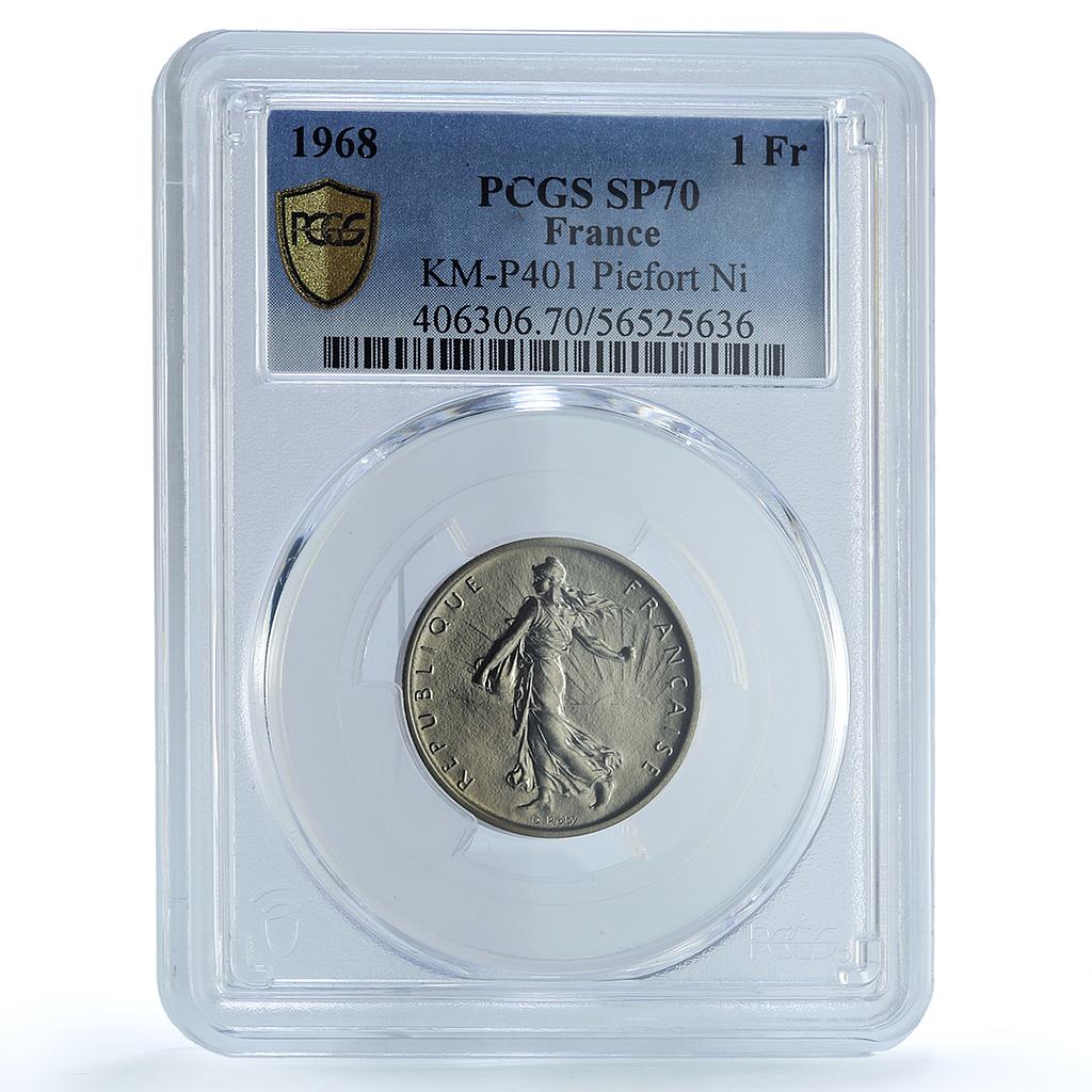 France 1 franc Republic Piedfort KM-P401 Sower SP 70 PCGS nickel coin 1968 France 1 franc Republic Piedfort KM-P401 Sower SP 70 PCGS nickel coin 1968