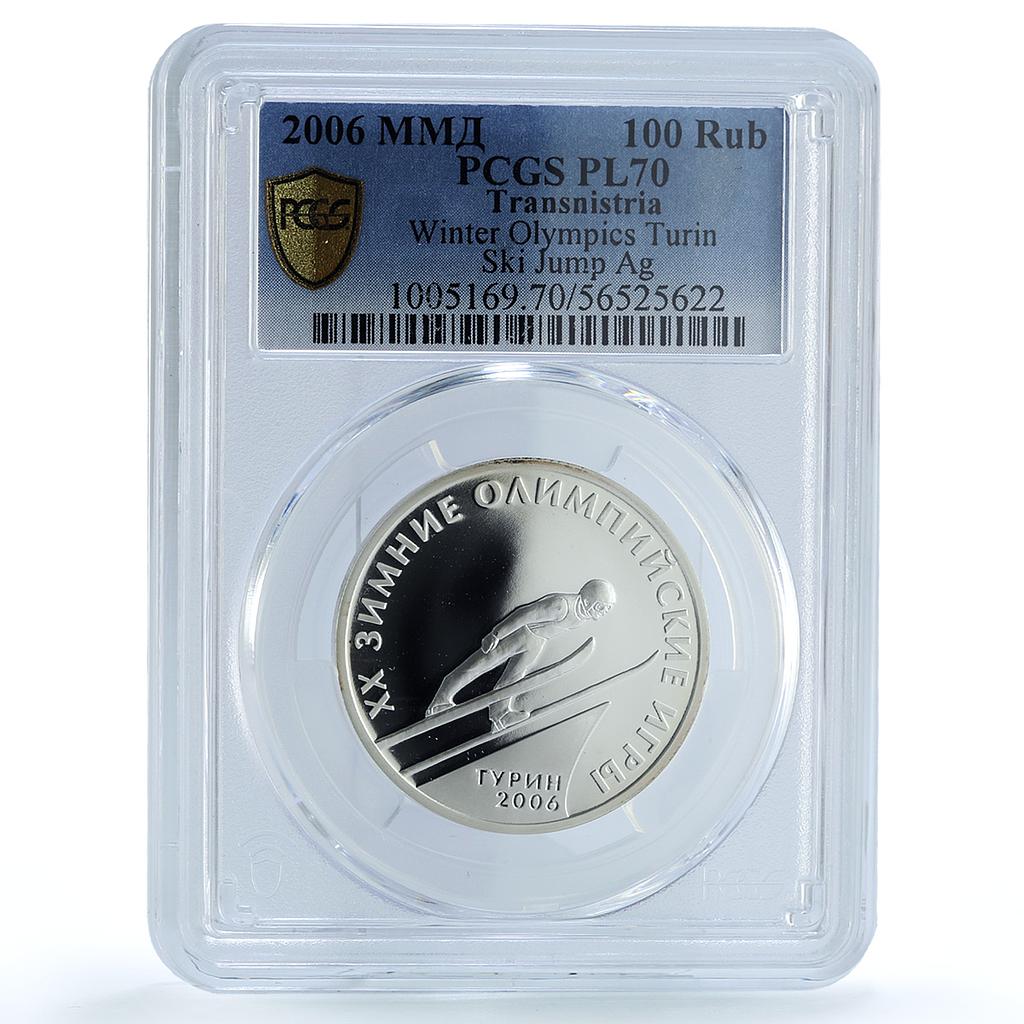 Transnistria 100 roubles Ski Jump KM-81 Turin Olympics PL 70 PCGS Ag coin 2006 Transnistria 100 roubles Ski Jump KM-81 Turin Olympics PL 70 PCGS Ag coin 2006