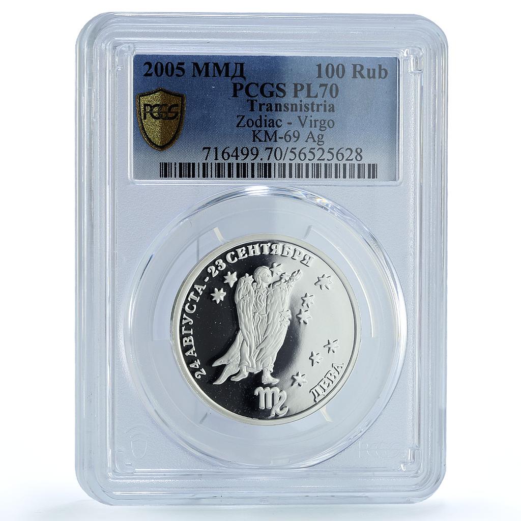 Transnistria 100 roubles Virgo Zodiac Signs Woman PL 70 PCGS silver coin 2005 Transnistria 100 roubles Virgo Zodiac Signs Woman PL 70 PCGS silver coin 2005
