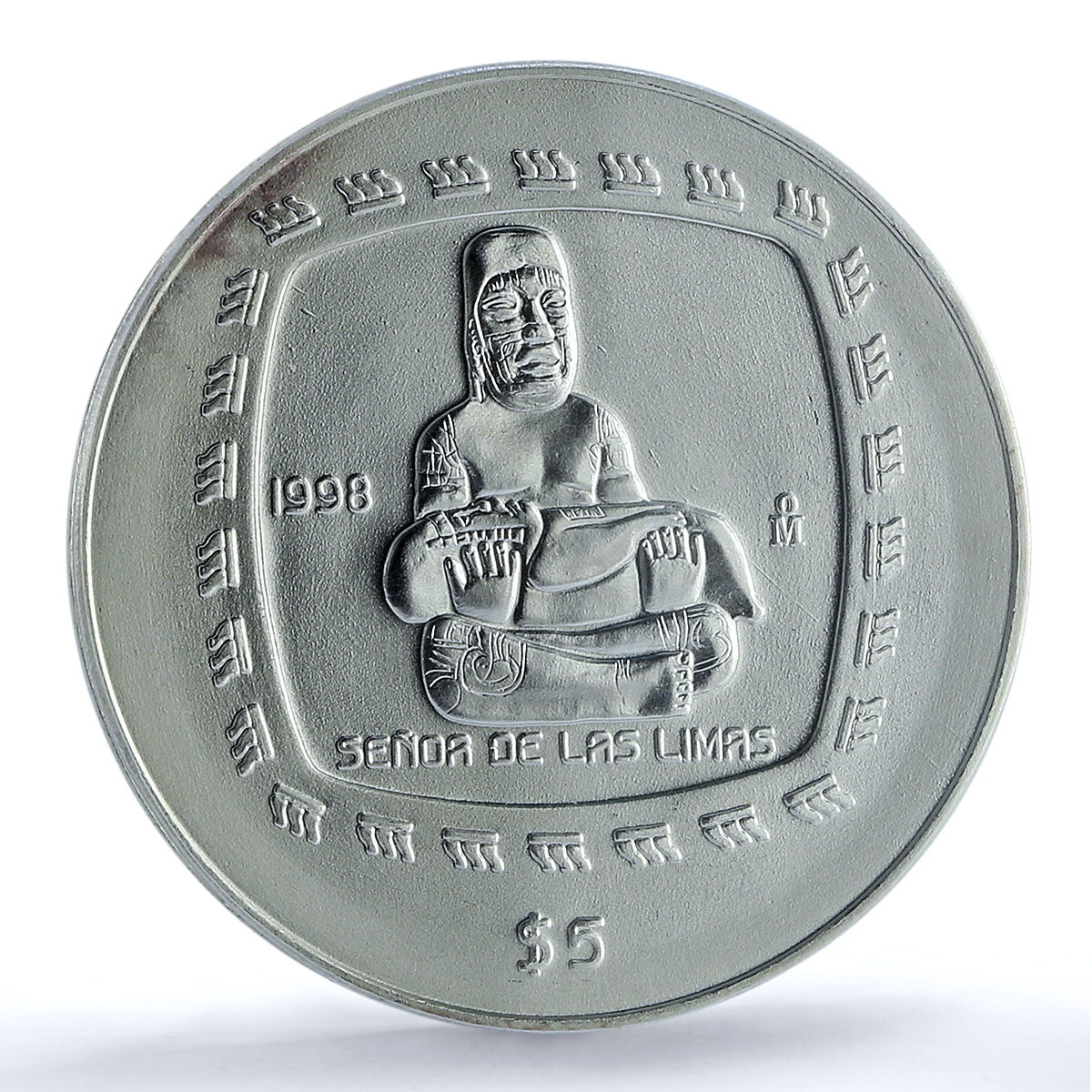 Mexico 5 pesos Senor De Las Limas KM-595 Precolombina MS67 PCGS silver coin 1998
