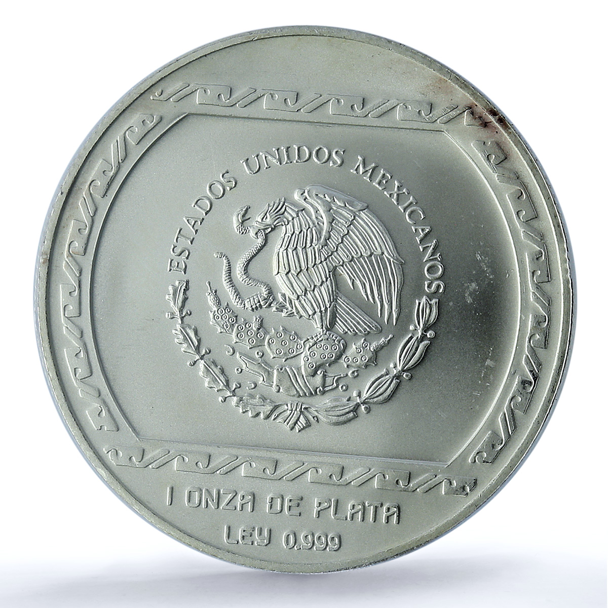 Mexico 5 pesos Carita Sonriente KM-584 Precolombina MS 67 PCGS silver coin 1993