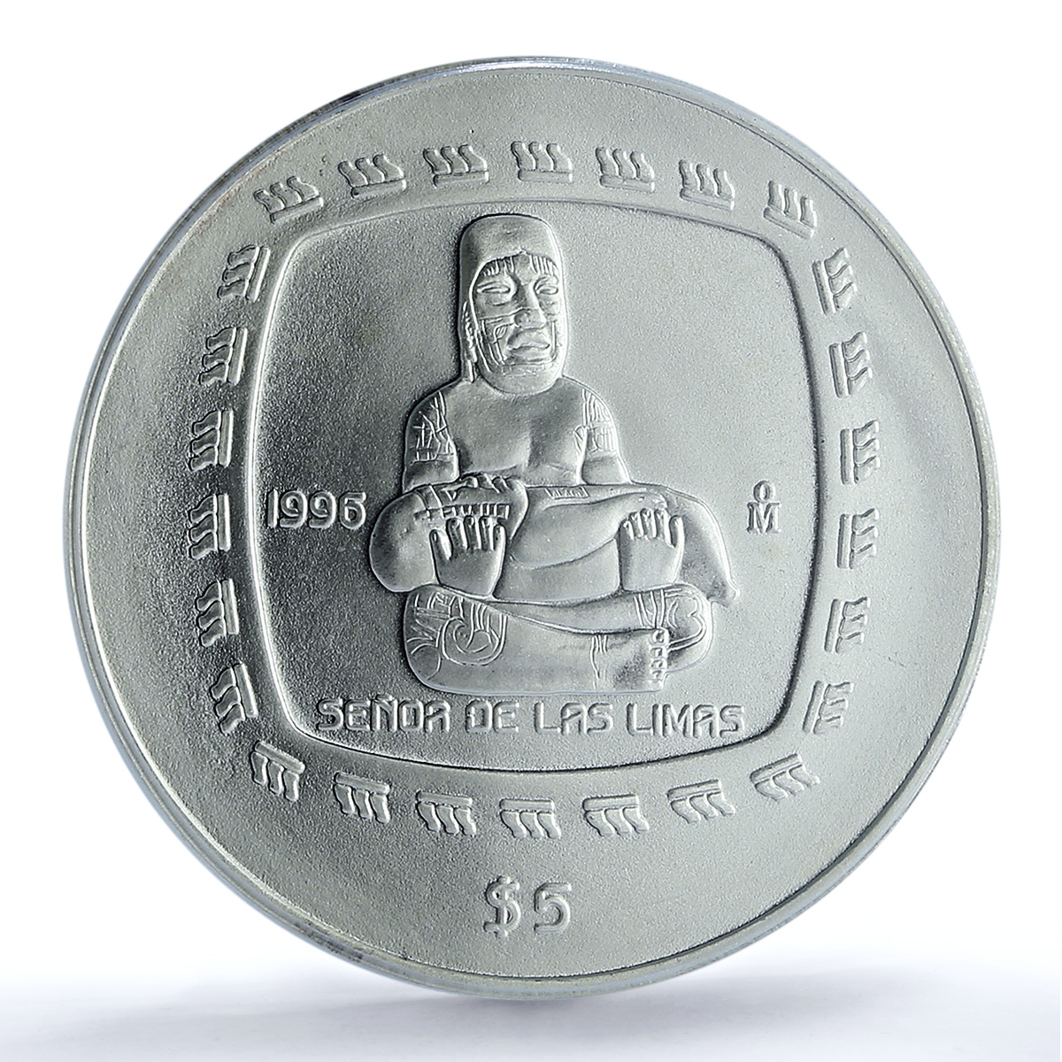 Mexico 5 pesos Senor De Las Limas KM-595 Precolombina MS67 PCGS silver coin 1996