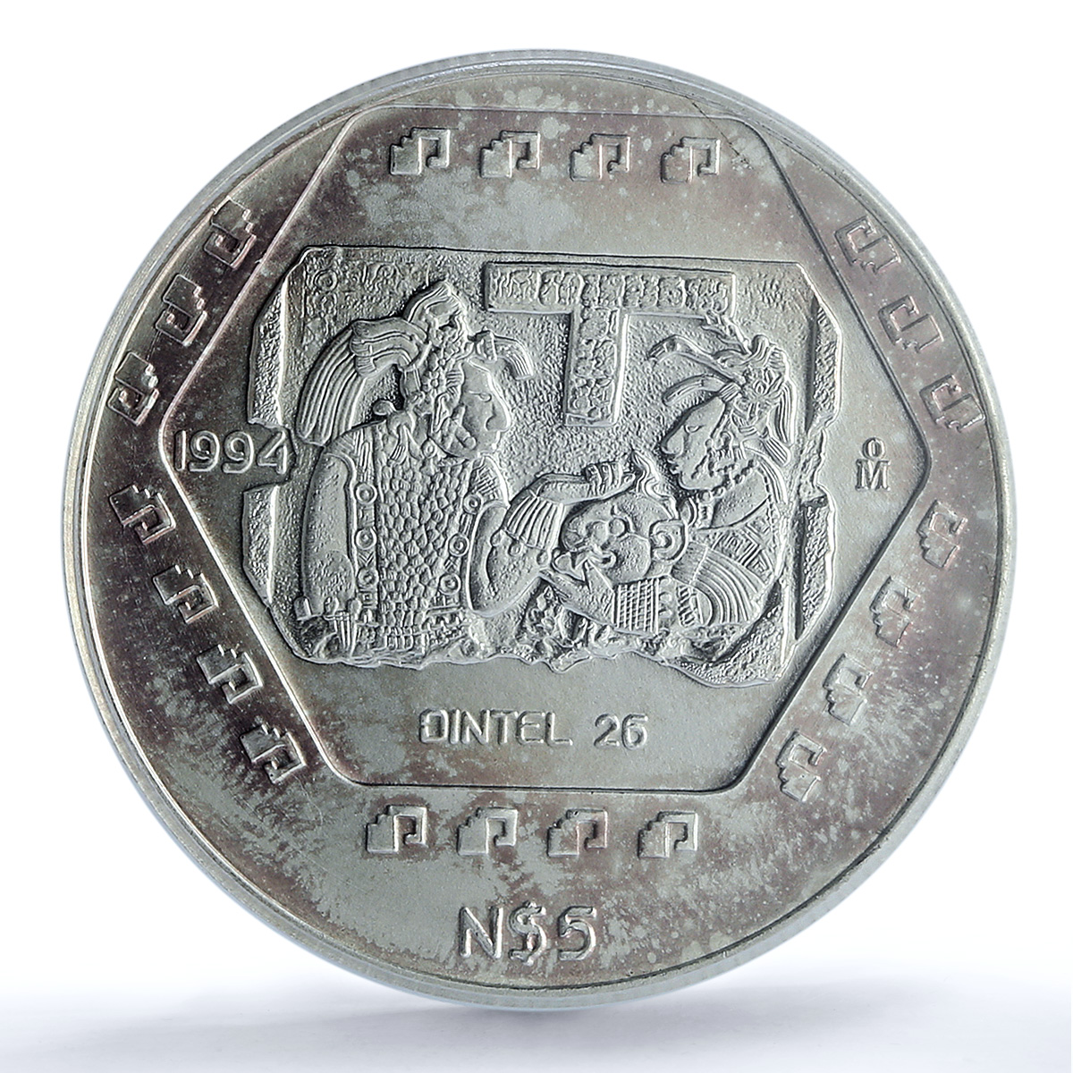 Mexico 5 pesos Dintel 26 KM-578 Precolombina Maya MS 67 PCGS silver coin 1994