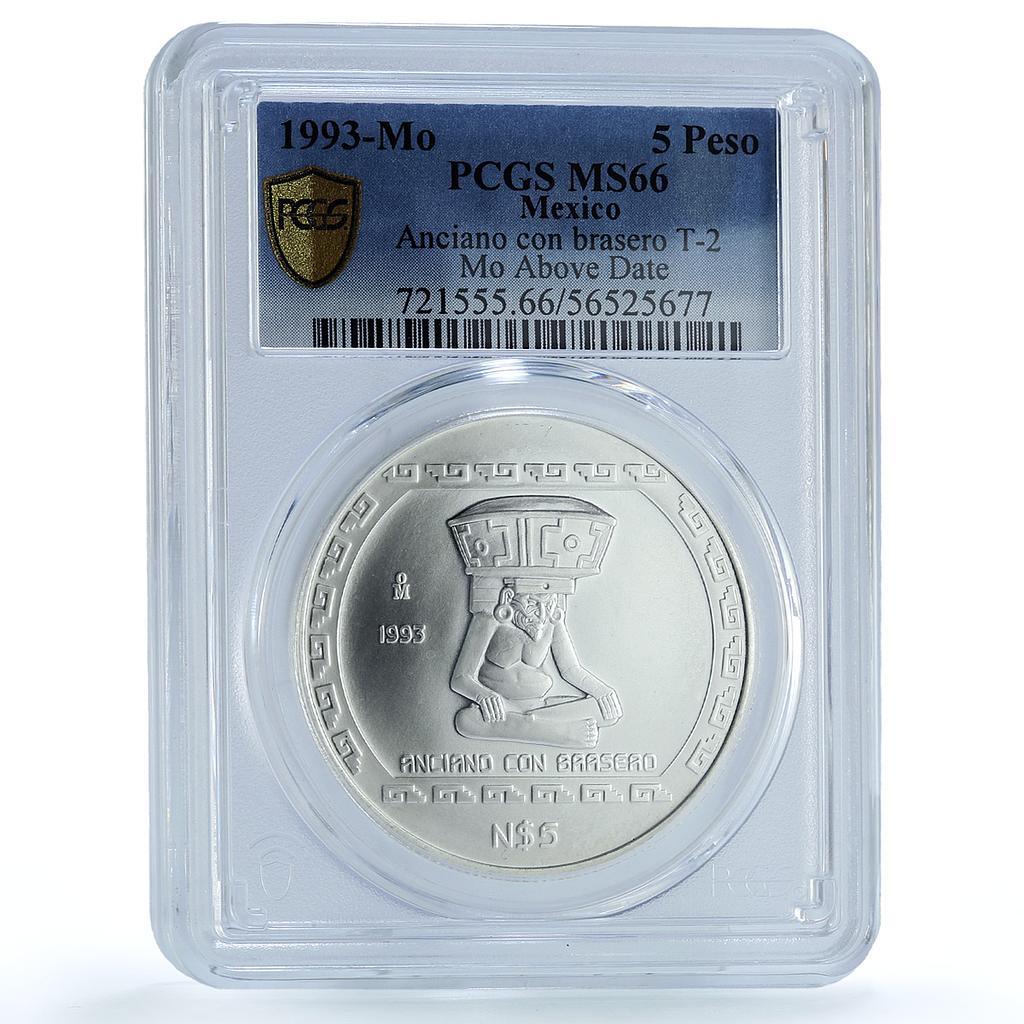 Mexico 5 pesos Anciano Brasero Type 2 Precolombina MS 66 PCGS silver coin 1993