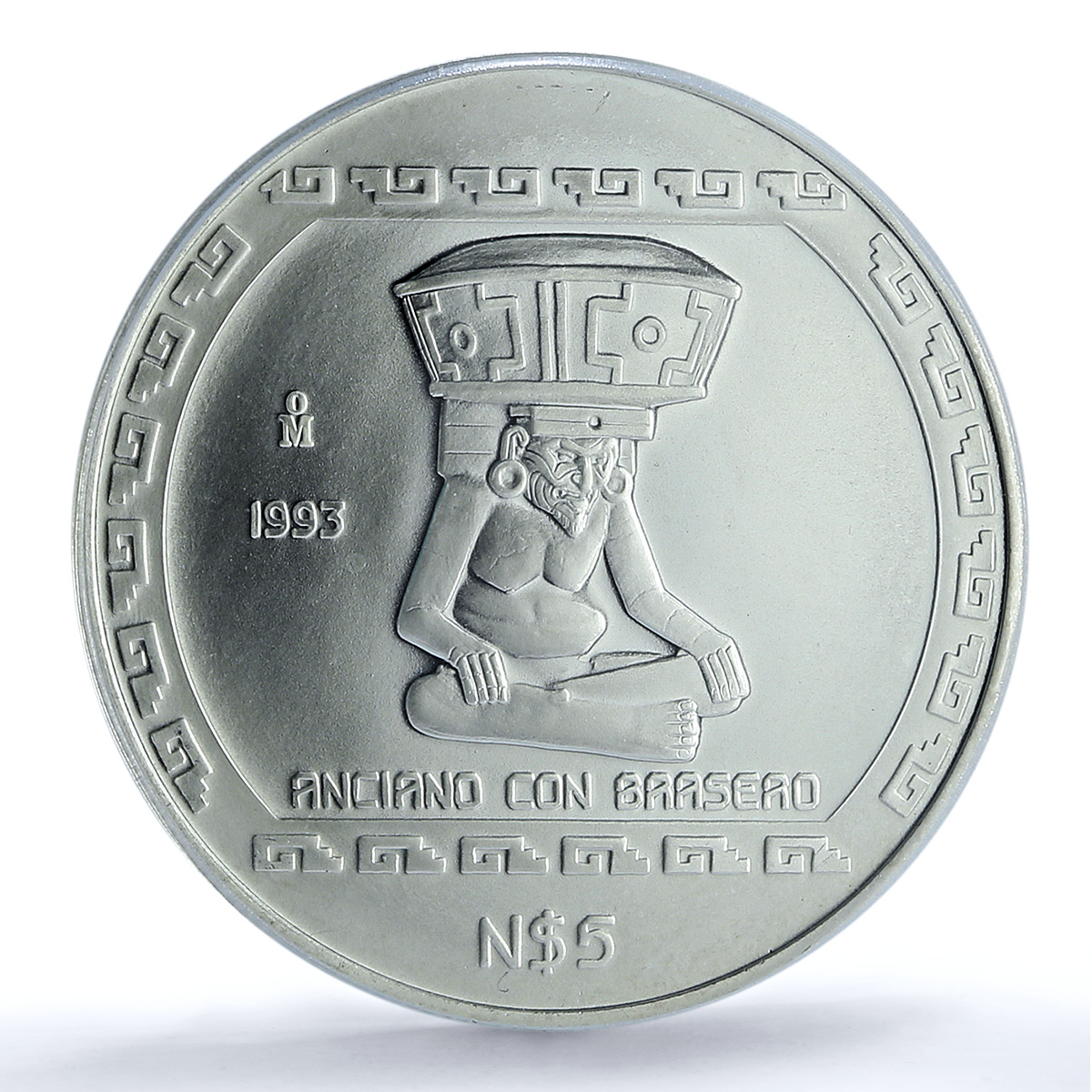 Mexico 5 pesos Anciano Brasero Type 2 Precolombina MS 66 PCGS silver coin 1993