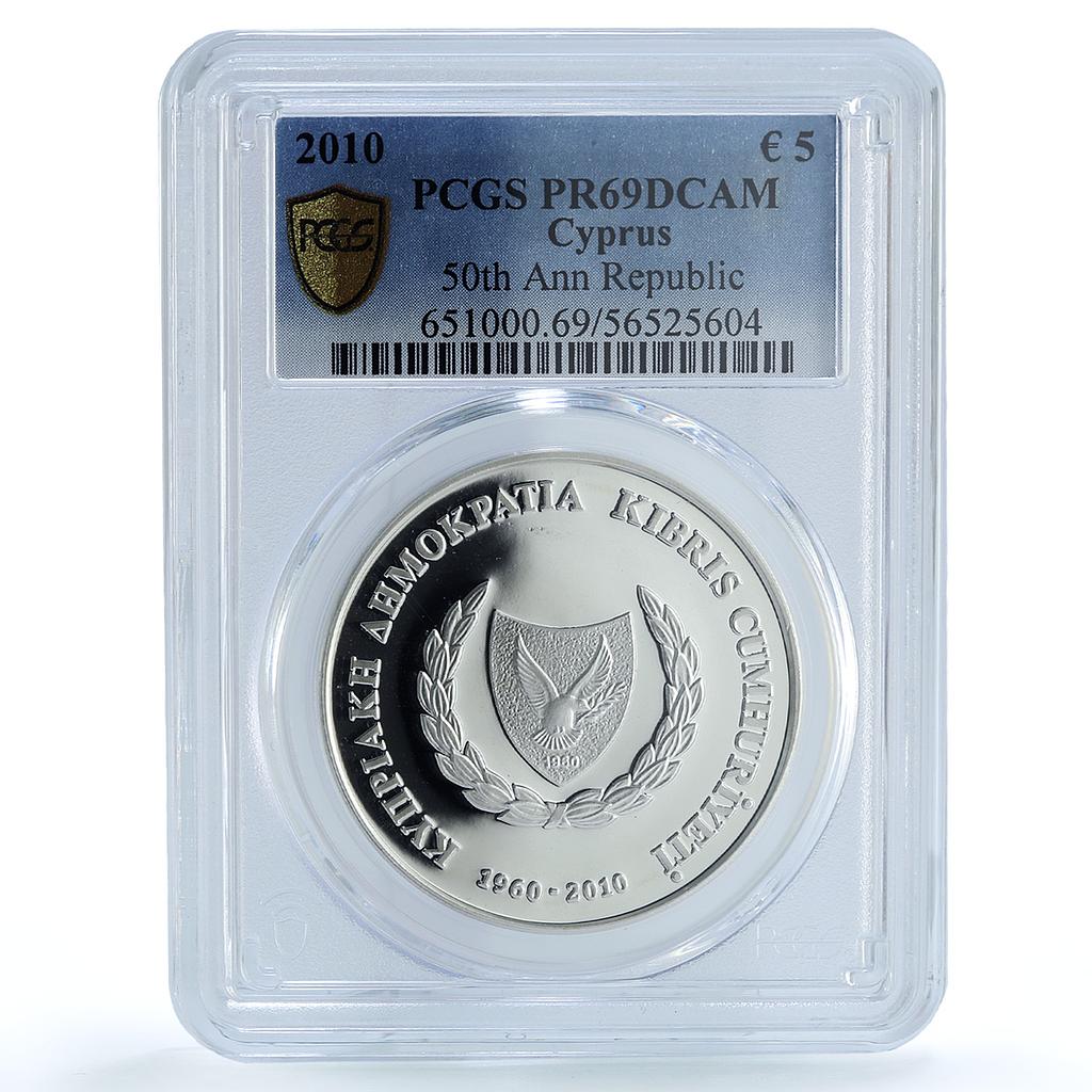 Cyprus 5 euros Republic Anniversary KM-94 Dove Bird PR 69 PCGS silver coin 2010 Cyprus 5 euros Republic Anniversary KM-94 Dove Bird PR 69 PCGS silver coin 2010
