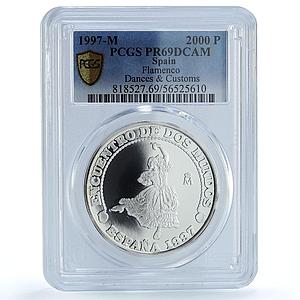 Spain 2000 pesetas Flamenco Ibero-American Dances PR 69 PCGS silver coin 1997
