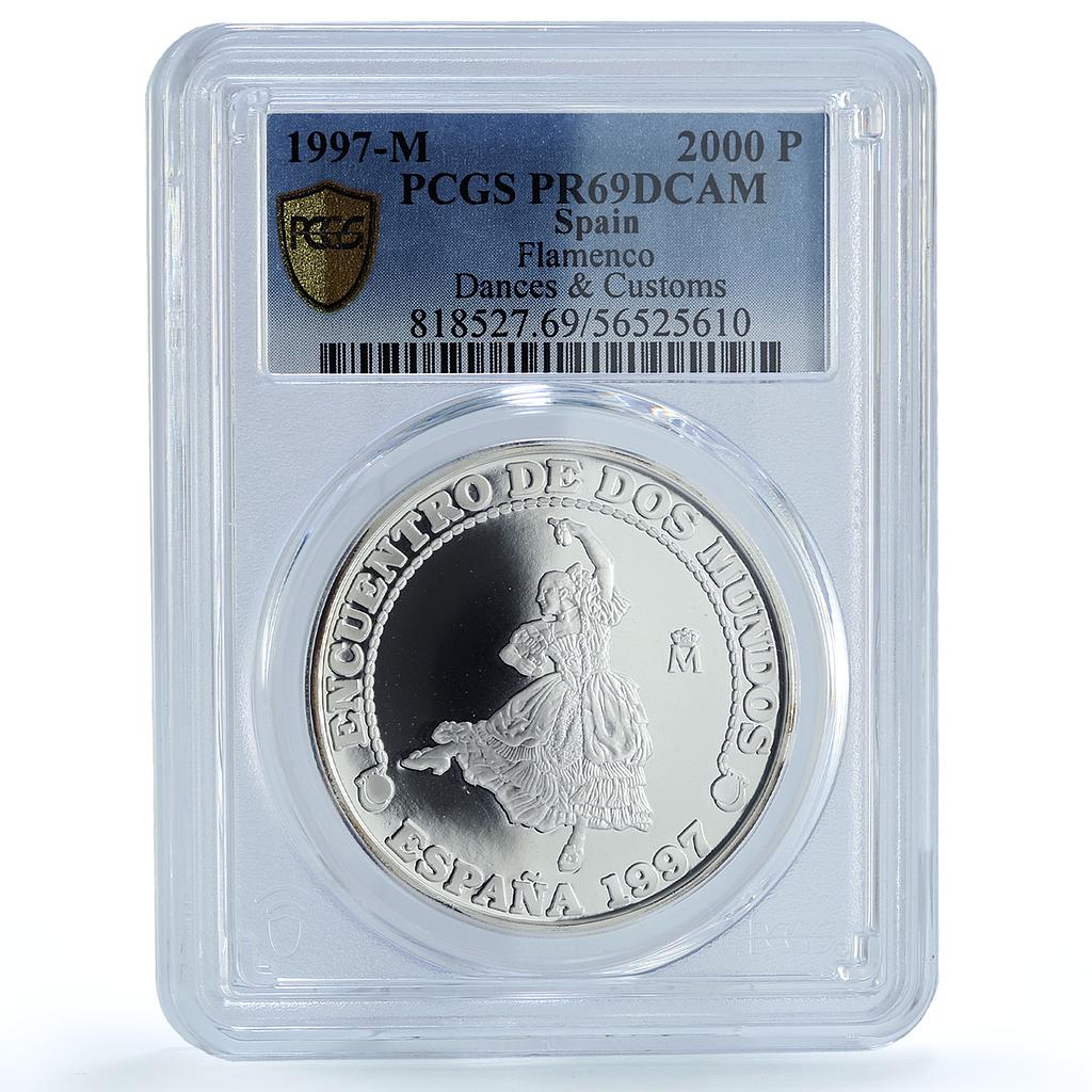 Spain 2000 pesetas Flamenco Ibero-American Dances PR 69 PCGS silver coin 1997