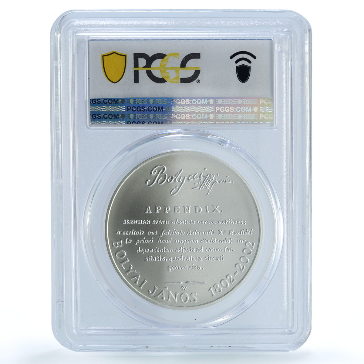 Hungary 3000 forint Mathematics Janos Bolyai Appendix MS70 PCGS Ag coin 2002 Hungary 3000 forint Mathematics Janos Bolyai Appendix MS70 PCGS Ag coin 2002