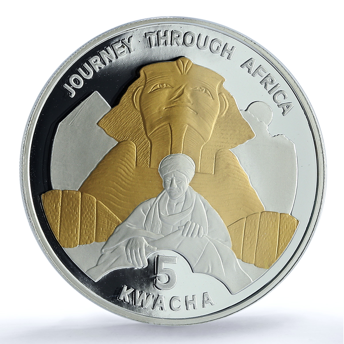Malawi 5 kwacha Great Sphinx Gilt Jorney Africa Egypt PR70 PCGS silver coin 2006
