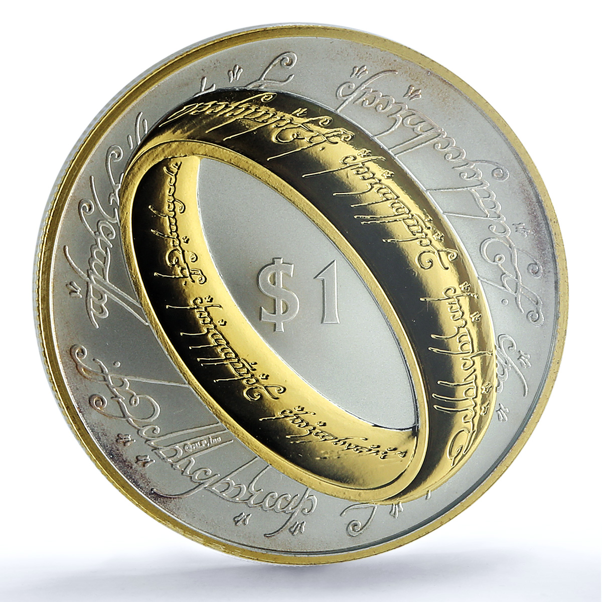 New Zealand 1 dollar One Ring Gilt KM-141a Lord of Rings PR 69 PCGS Ag coin 2003 New Zealand 1 dollar One Ring Gilt KM-141a Lord of Rings PR 69 PCGS Ag coin 2003
