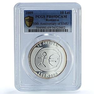 Romania 10 lei EMU KM-250 Economic Monetary Union PR 69 PCGS silver coin 2009