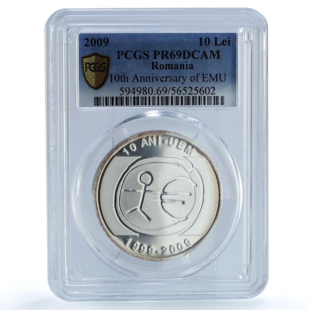 Romania 10 lei EMU KM-250 Economic Monetary Union PR 69 PCGS silver coin 2009