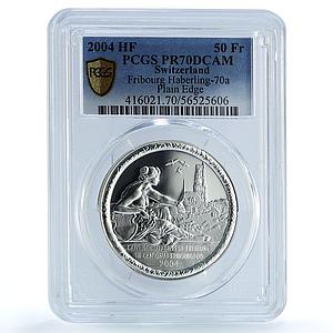 Switzerland 50 francs Fribourg Shooting Festival H-70a PR 70 PCGS Ag coin 2004