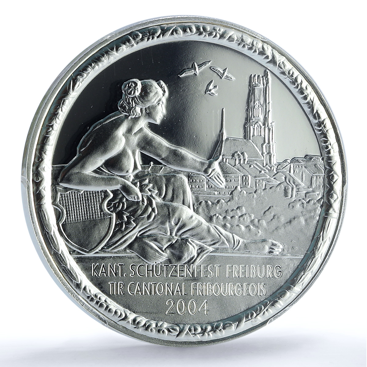 Switzerland 50 francs Fribourg Shooting Festival H-70a PR 70 PCGS Ag coin 2004