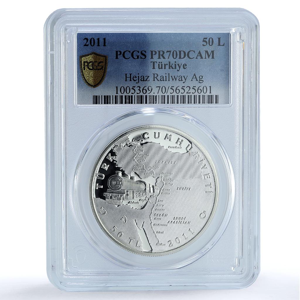 Turkey 50 lira Hejaz Railway Medina KM-1274 Train PR 70 PCGS silver coin 2011 Turkey 50 lira Hejaz Railway Medina KM-1274 Train PR 70 PCGS silver coin 2011