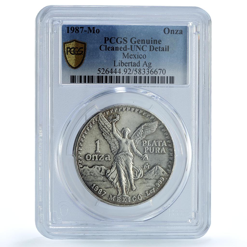 Mexico 1 onza Libertad Type 1 PLATA PURA KM-494.1 UNC PCGS silver coin 1987 Mexico 1 onza Libertad Type 1 PLATA PURA KM-494.1 UNC PCGS silver coin 1987