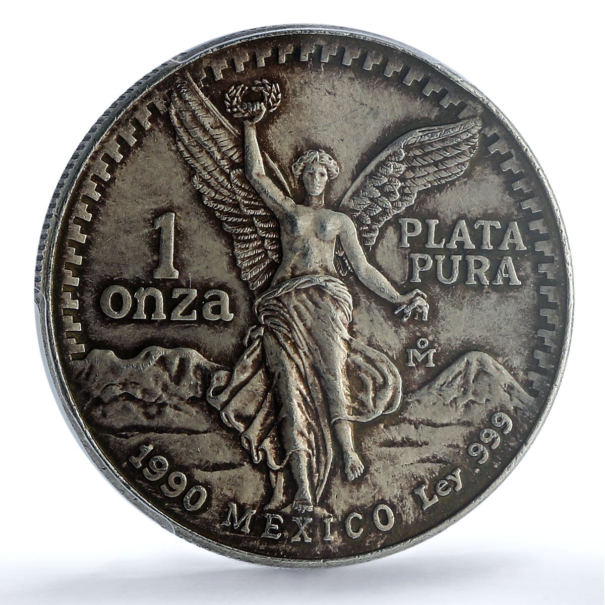 Mexico 1 onza Libertad Angel of Independence KM-494.2 MS65 PCGS silver coin 1990 Mexico 1 onza Libertad Angel of Independence KM-494.2 MS65 PCGS silver coin 1990