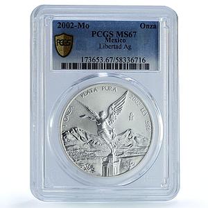 Mexico 1 onza Libertad Angel of Independence KM-639 MS 67 PCGS silver coin 2002