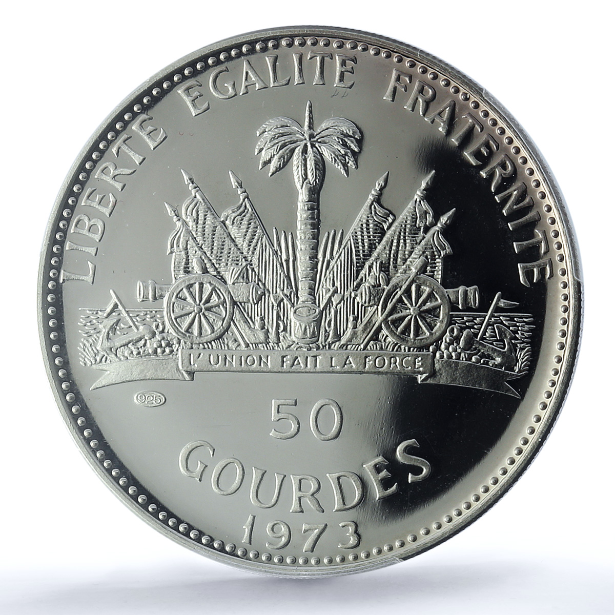 Haiti 50 gourdes Woman with Shell Mark Left KM-104.1 PR 68 PCGS silver coin 1973 Haiti 50 gourdes Woman with Shell Mark Left KM-104.1 PR 68 PCGS silver coin 1973