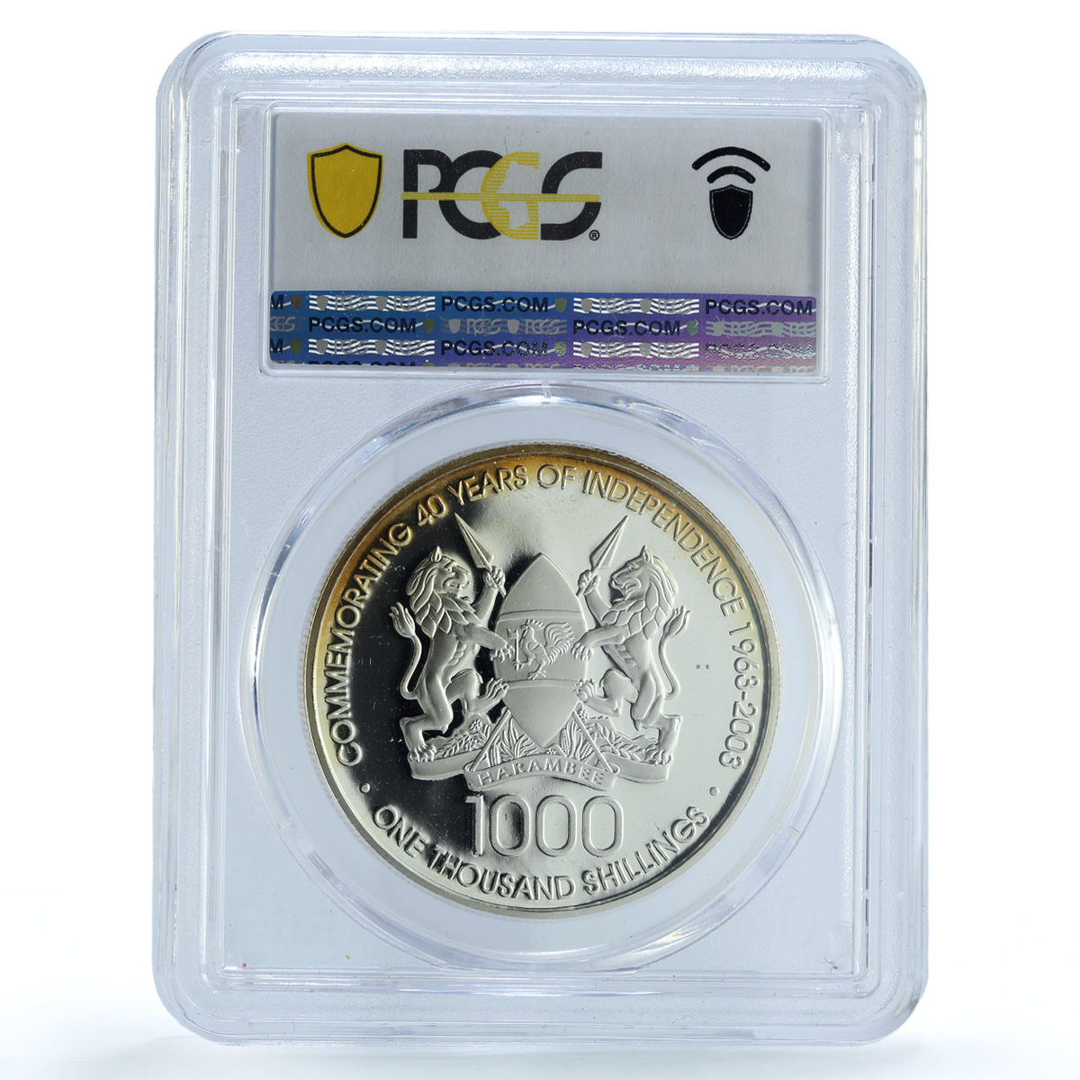 Kenya 1000 shillings Independence KM-38 Mwai Kibaki PR 67 PCGS silver coin 2003