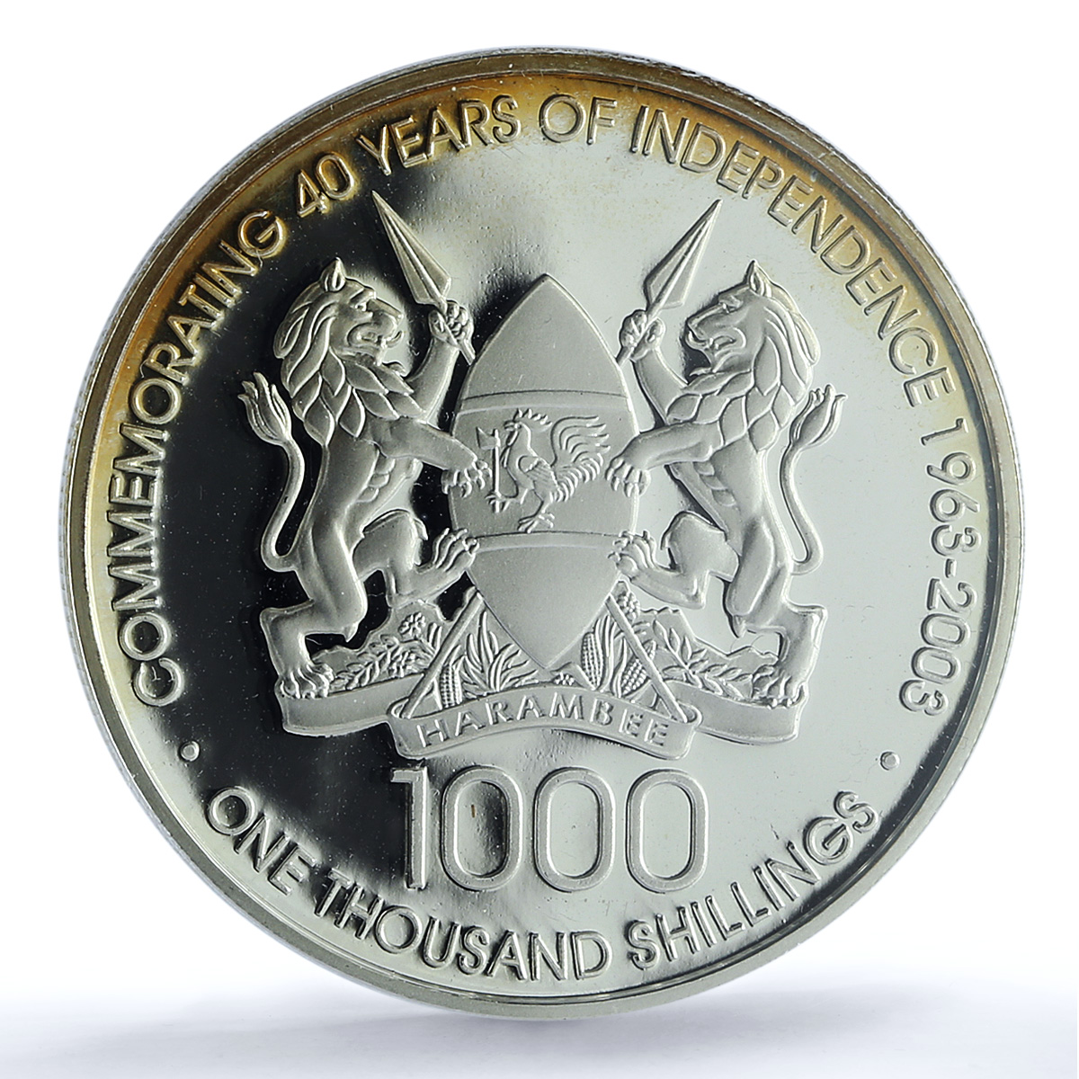 Kenya 1000 shillings Independence KM-38 Mwai Kibaki PR 67 PCGS silver coin 2003