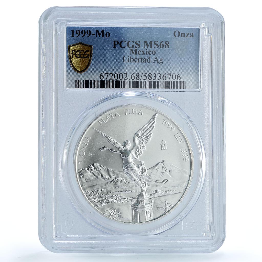 Mexico 1 onza Libertad Angel of Independence KM-613 MS 68 PCGS silver coin 1999 Mexico 1 onza Libertad Angel of Independence KM-613 MS 68 PCGS silver coin 1999