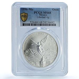 Mexico 1 onza Libertad Angel of Independence KM-613 MS 68 PCGS silver coin 1996
