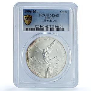 Mexico 1 onza Libertad Angel of Independence KM-613 MS 68 PCGS silver coin 1996
