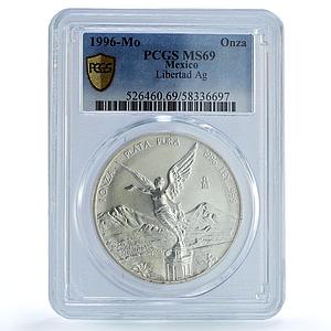 Mexico 1 onza Libertad Angel of Independence KM-613 MS 69 PCGS silver coin 1996