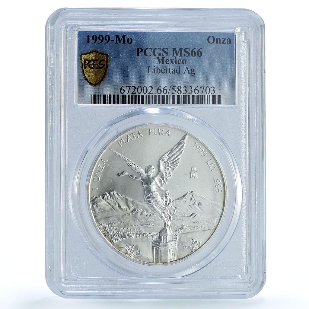Mexico 1 onza Libertad Angel of Independence KM-613 MS 66 PCGS silver coin 1999 Mexico 1 onza Libertad Angel of Independence KM-613 MS 66 PCGS silver coin 1999