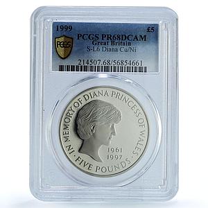 Great Britain 5 pounds Princess Diana Wales KM-997 PR 68 PCGS CuNi coin 1999
