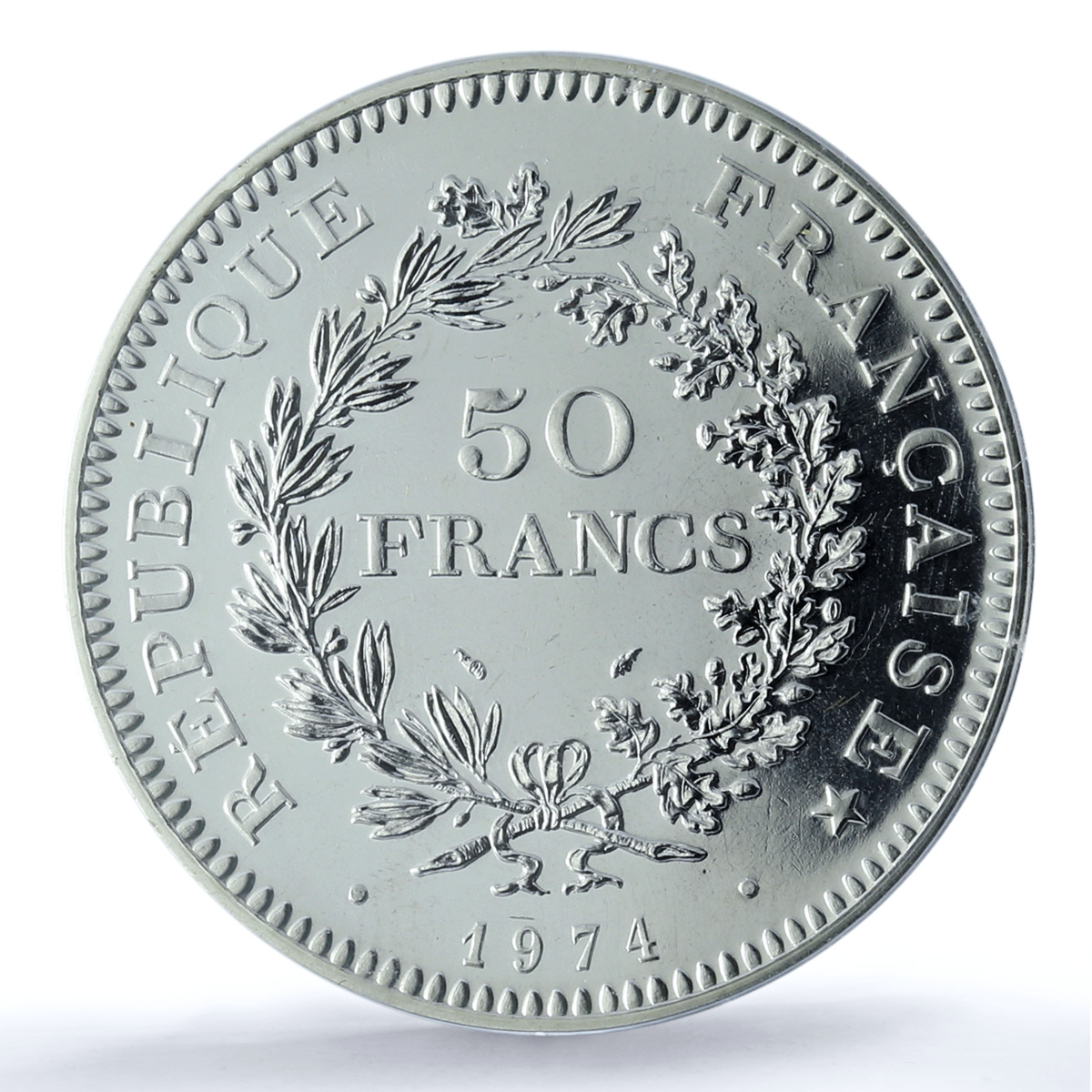 France 50 francs Hercules KM-941.1 Gad-882 F-427 MS 68 PCGS silver coin 1974 France 50 francs Hercules KM-941.1 Gad-882 F-427 MS 68 PCGS silver coin 1974