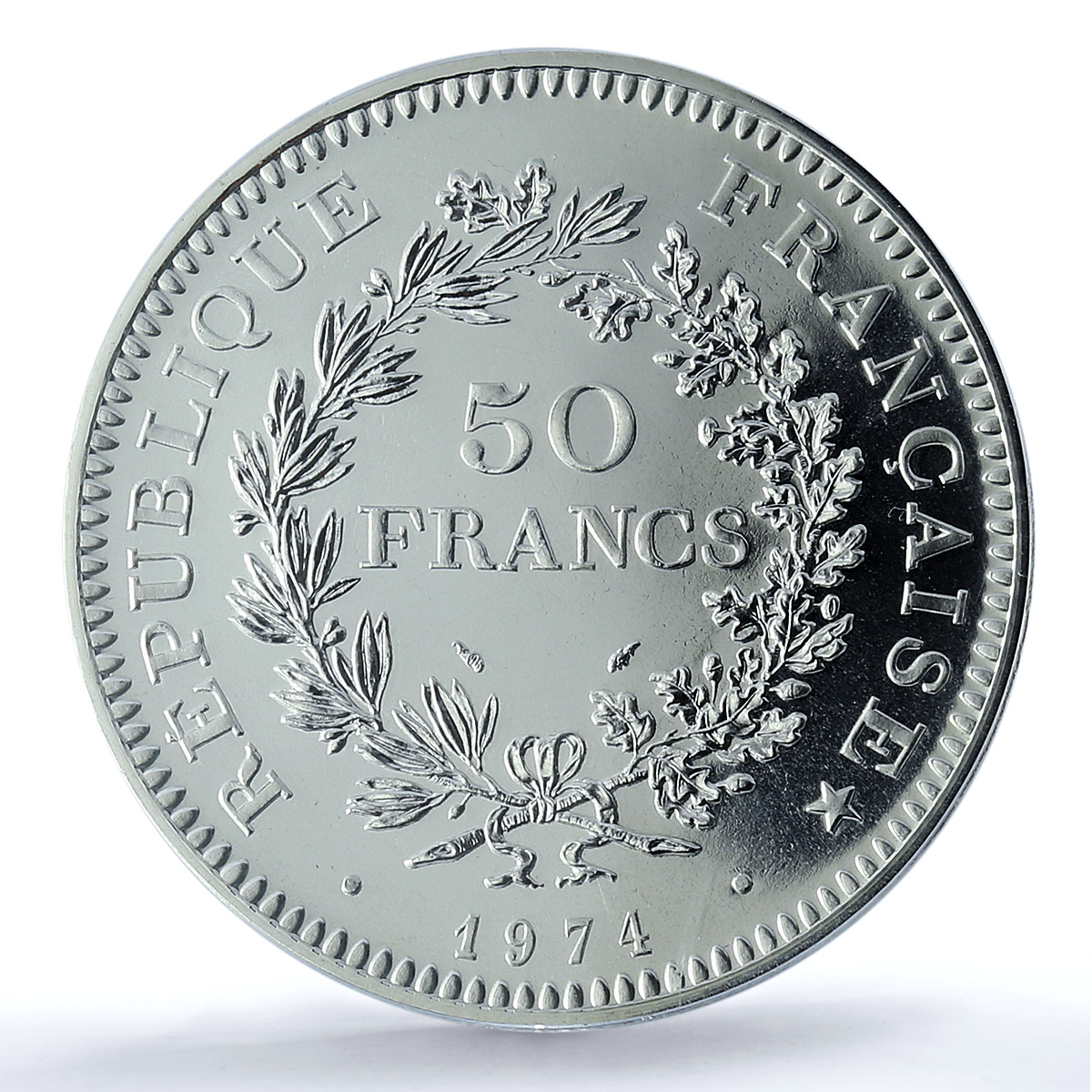 France 50 francs Hercules KM-941.1 Gad-882 F-427 MS 68 PCGS silver coin 1974 France 50 francs Hercules KM-941.1 Gad-882 F-427 MS 68 PCGS silver coin 1974