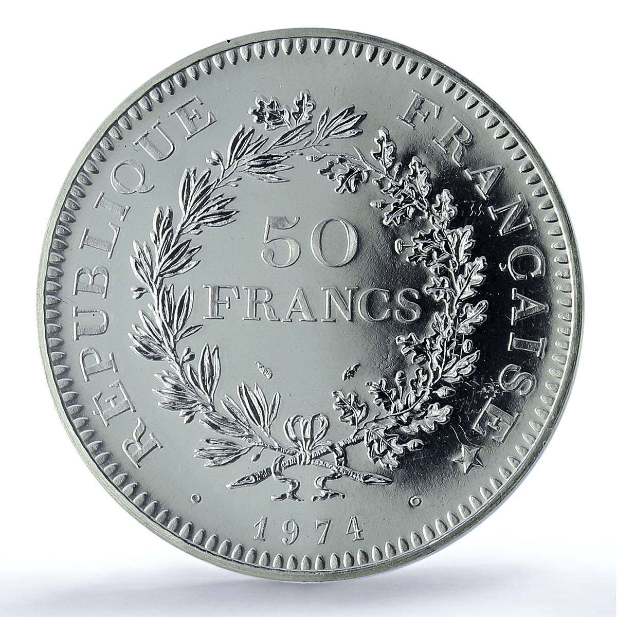 France 50 francs Hercules KM-941.1 Gad-882 F-427 MS 67 PCGS silver coin 1974 France 50 francs Hercules KM-941.1 Gad-882 F-427 MS 67 PCGS silver coin 1974